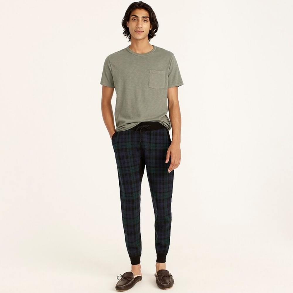 NWT J. Crew Boiled Merino Wool Black Watch Jogger Pant